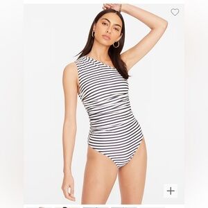 J. Crew Striped Ruched One Shoulder One Piece Swimsuit 8